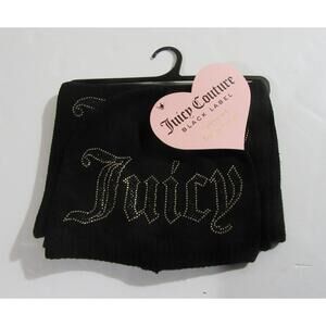 Juicy Couture 2 Piece Knif Scarf and Hat Set Black w Rhinestones Bling NWT